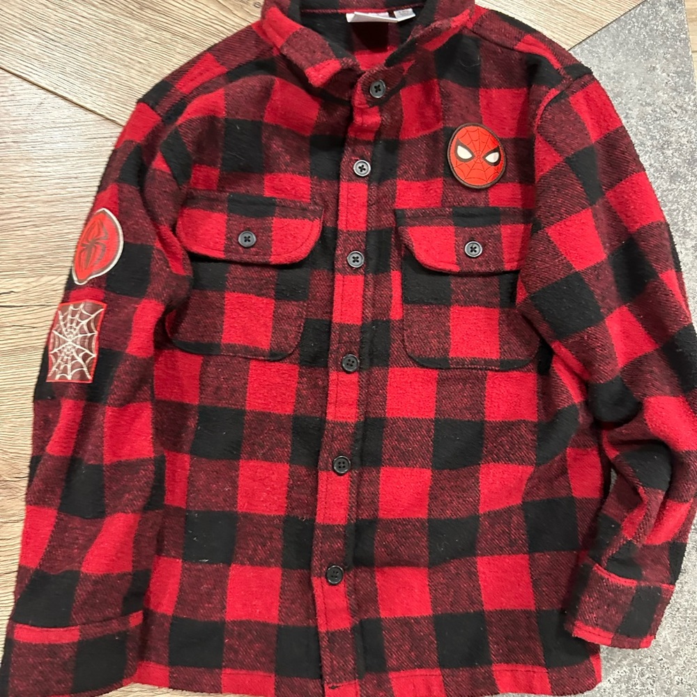 Kid’s Marvel Red and Black Spiderman Flannel